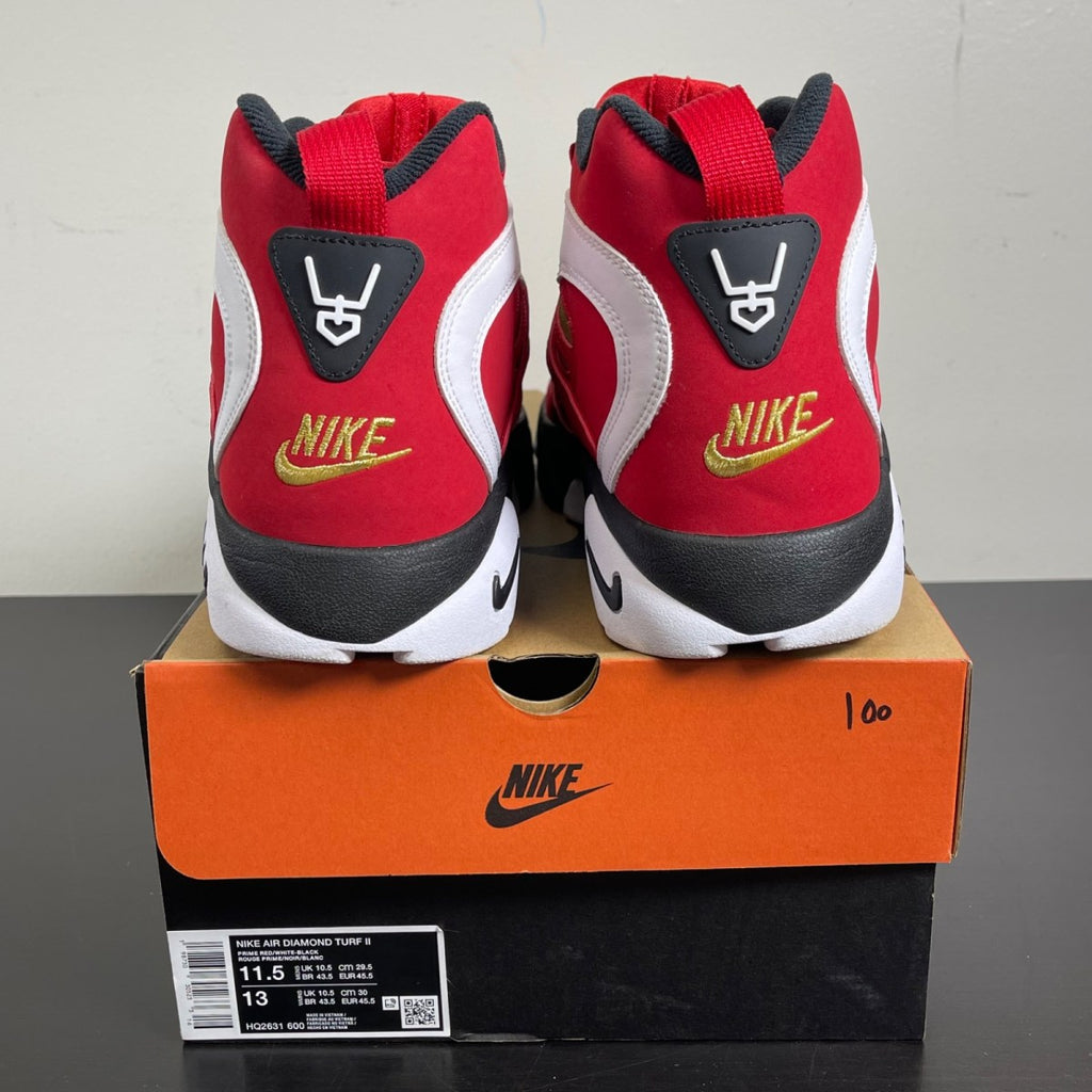 Nike Air Diamond Turf 2 Red Gold (2026) 11.5 (Moderately Worn Pre-Owned)NikePrime Red/Black/Metallic Gold/White - Image 4