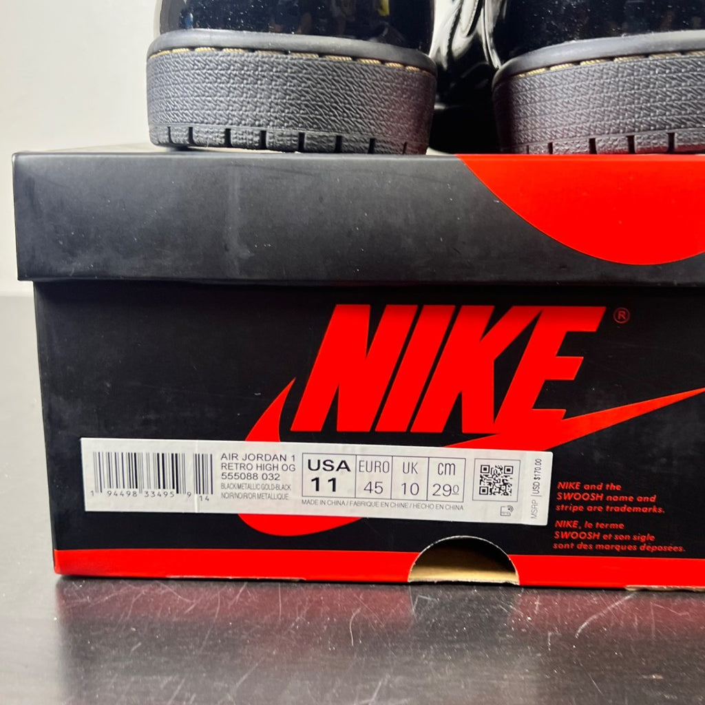 Jordan 1 Retro High Black Metallic Gold (2020) 11 (Lightly Worn Pre-Owned)JordanBlack/Black-Metallic Gold - Image 5