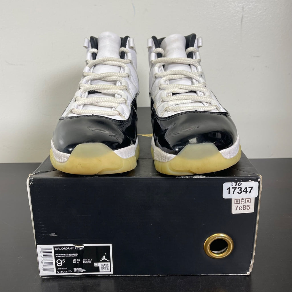 Jordan 11 Retro DMP Gratitude (2023) 9.5 (Moderately Worn Pre-Owned)JordanBlack/White/Metallic Gold - Image 2