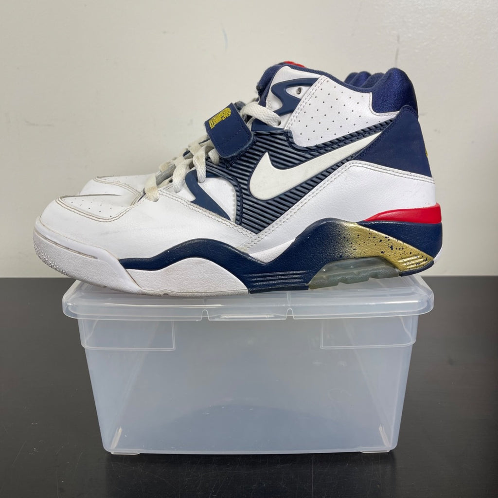 Nike Air Force 180 Olympic 9.5 (Moderately Worn Pre-Owned)NikeWhite / Midnight Navy - Metallic Gold - Image 3