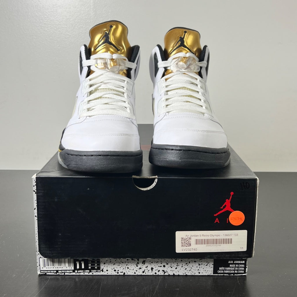 Jordan 5 Retro Olympic (2016) 11 (Lightly Worn Pre-Owned)JordanWhite/Black-Metallic Gold Coin - Image 2