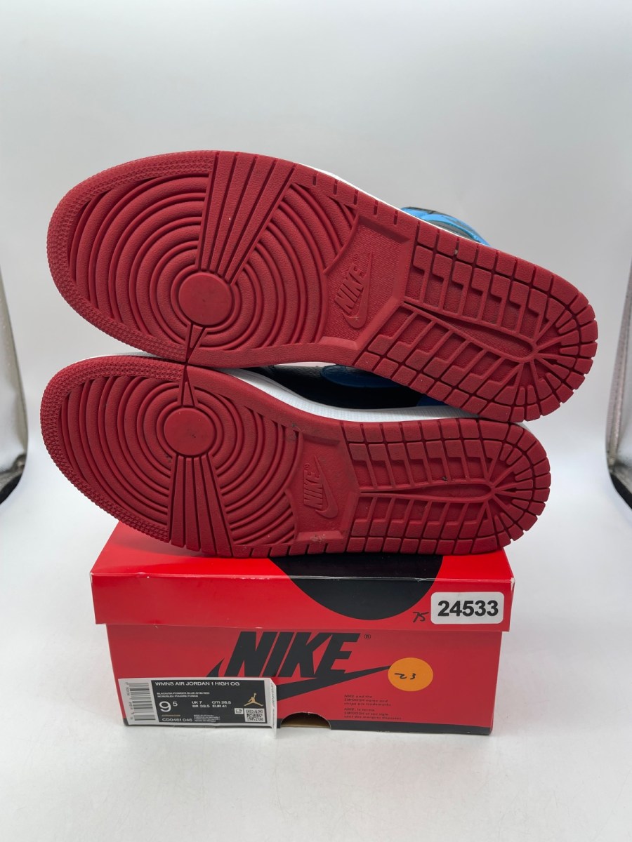 Jordan 1 Retro High NC to Chi (Women's) 9.5W (Moderately Worn Pre-Owned)JordanBlack/Dark Powder Blue-Gym Red - Image 7