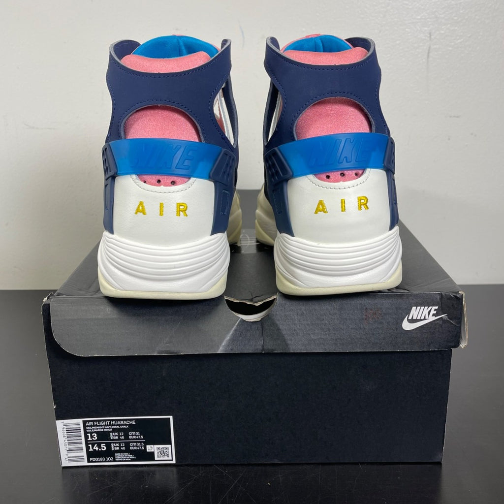 Nike Air Flight Huarache Nike Gear Coral Chalk Laser Blue 13 (Moderately Worn Pre-Owned)NikeSail/Midnight Navy-Coral Chalk-Laser Blue-Speed Yellow-Coconut Milk - Image 4
