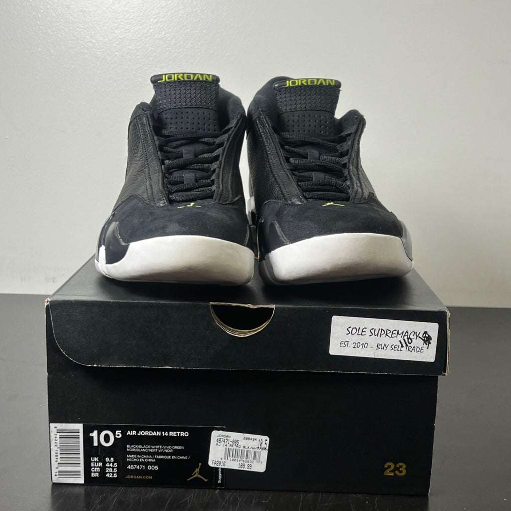Jordan 14 Retro Indiglo (2016) 10.5 (Lightly Worn Pre-Owned)JordanBlack/White-Indiglo - Image 2