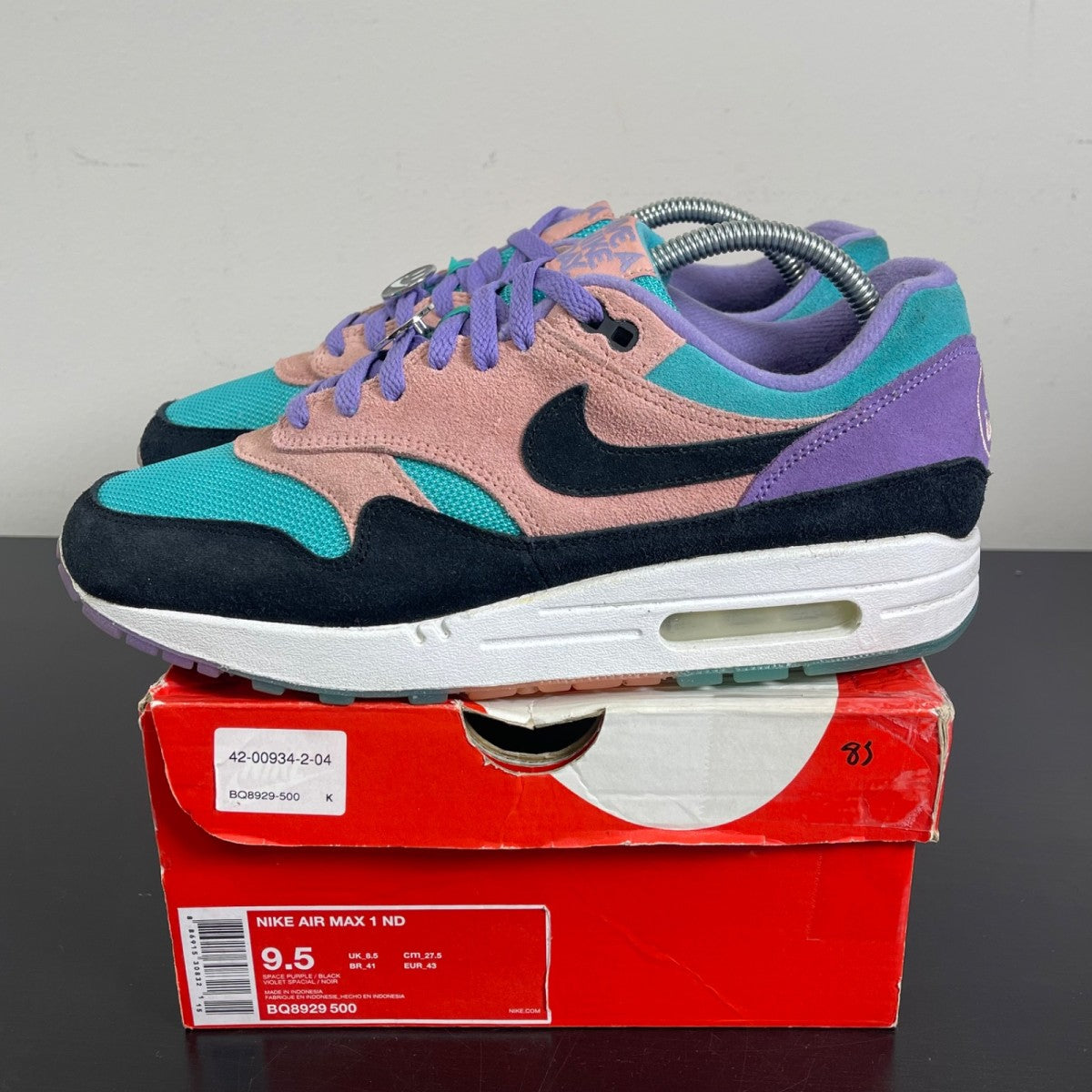 Nike Air Max 1 Have a Nike Day 9.5 (Moderately Worn Pre-Owned)NikeSpace Purple/Black-Bleached Coral - Image 3