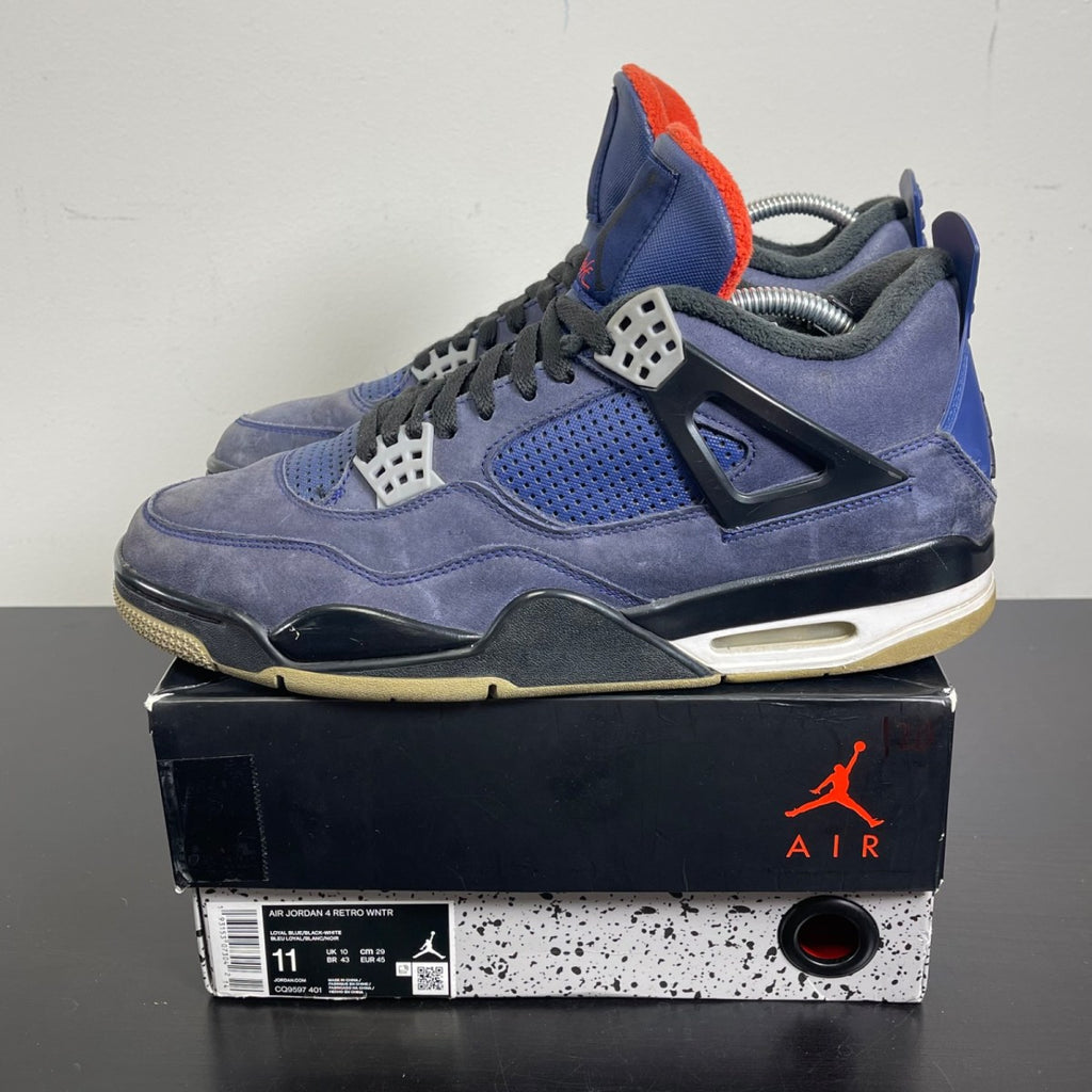 Jordan 4 Retro Winterized Loyal Blue 11 (Moderately Worn Pre-Owned)JordanLoyal Blue/White-Habanero Red-Black - Image 3