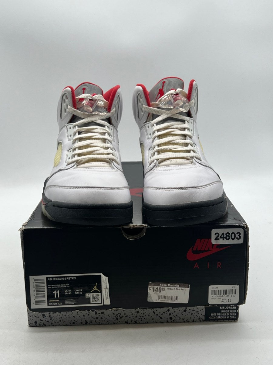 Jordan 5 Retro Fire Red Silver Tongue (2020) 11 (Moderately Worn Pre-Owned)JordanWhite/Black-Metallic Silver-Fire Red - Image 2