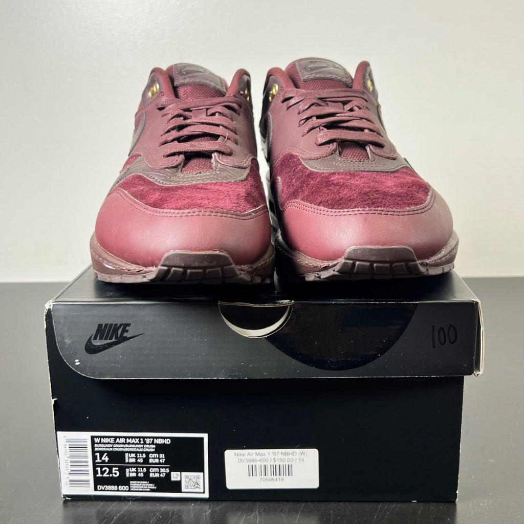 Nike Air Max 1 Burgundy Crush (Women's) 14W (Lightly Worn Pre-Owned)NikeBurgundy Crush/Burgundy Crush - Image 2