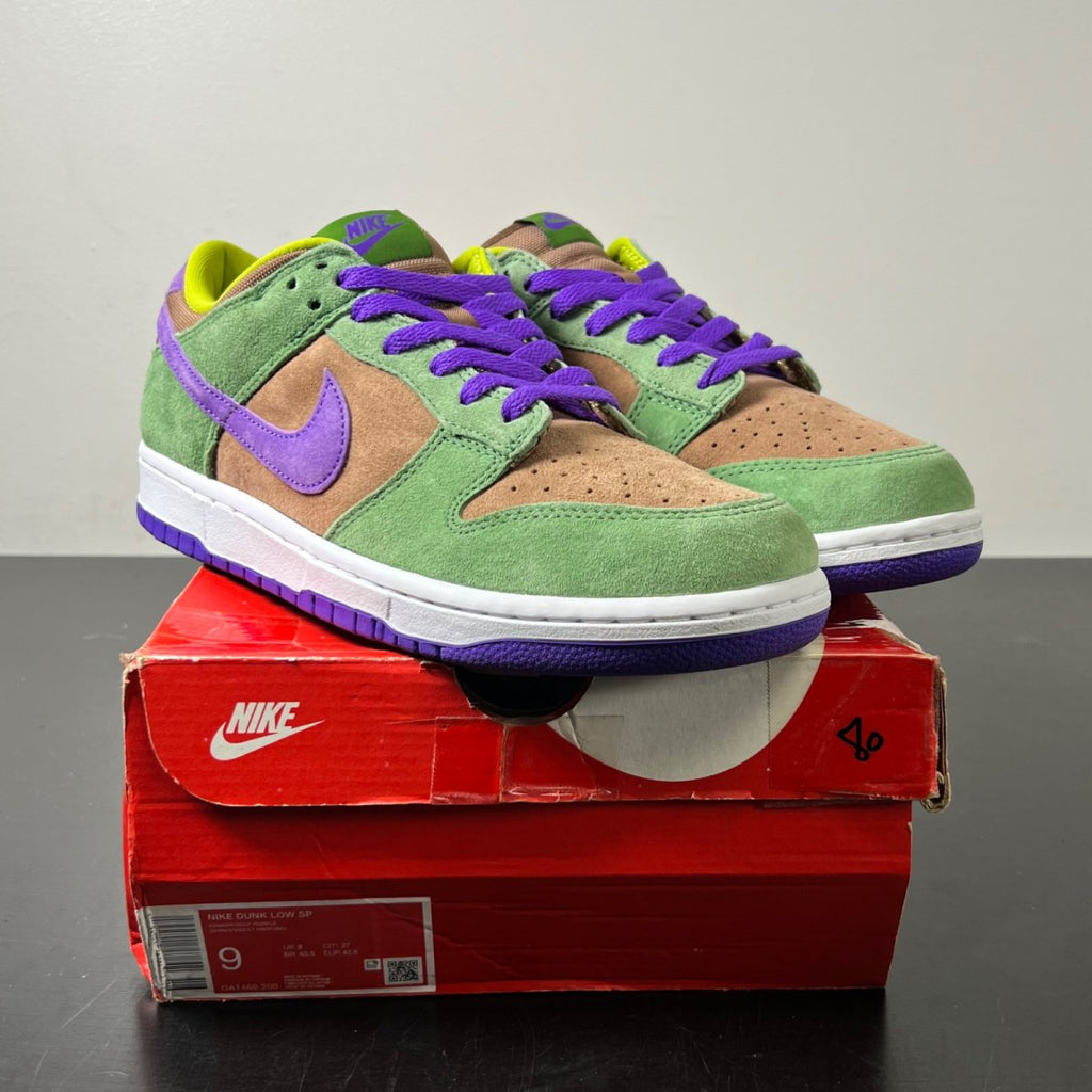 Nike Dunk Low Veneer (2020/2024) 9 (Lightly Worn Pre-Owned)NikeVeneer/Autumn Green-Deep Purple - Image 1