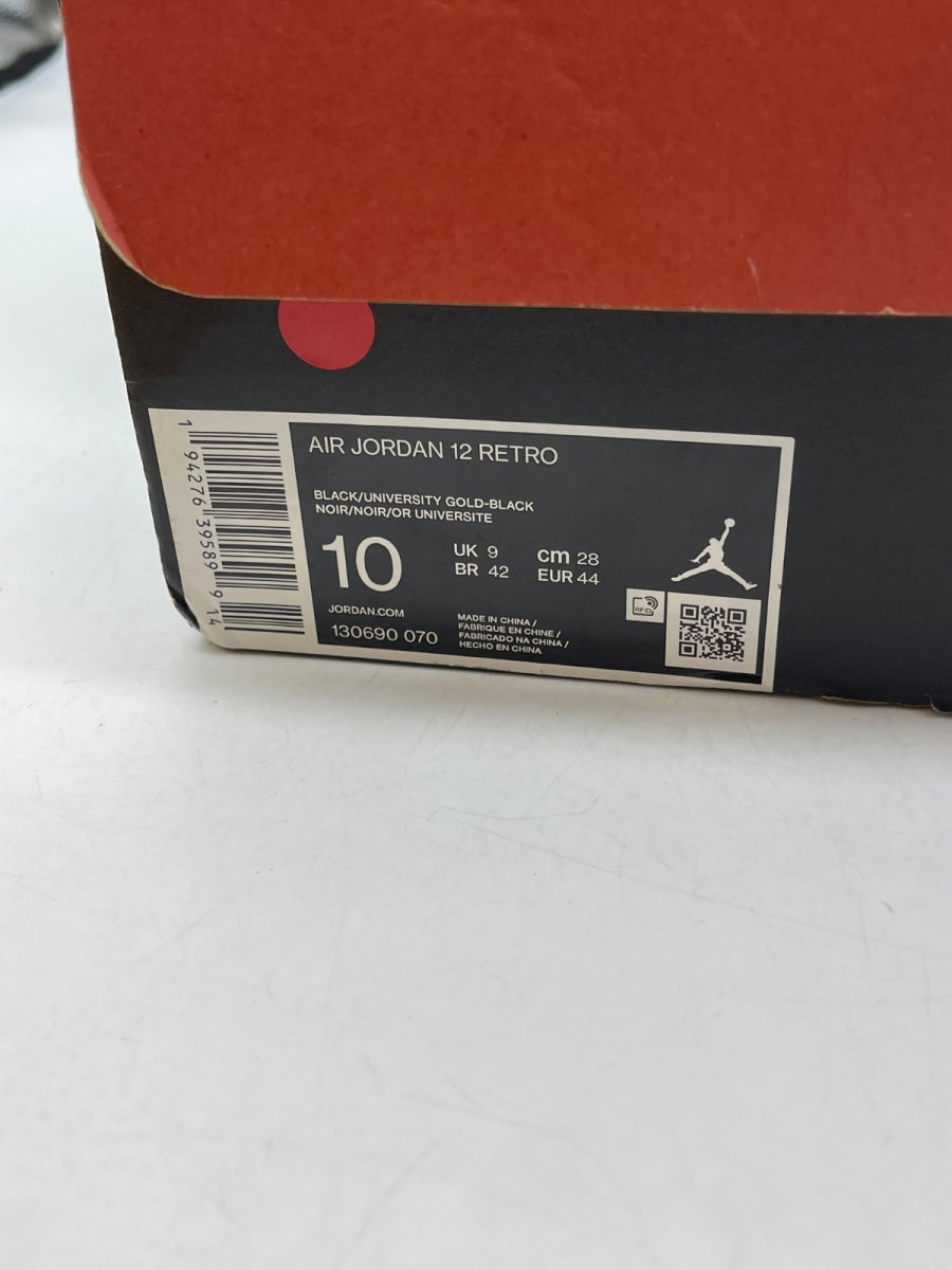 Jordan 12 Retro Black University Gold 10 (Moderately Worn Pre-Owned) - Image 9