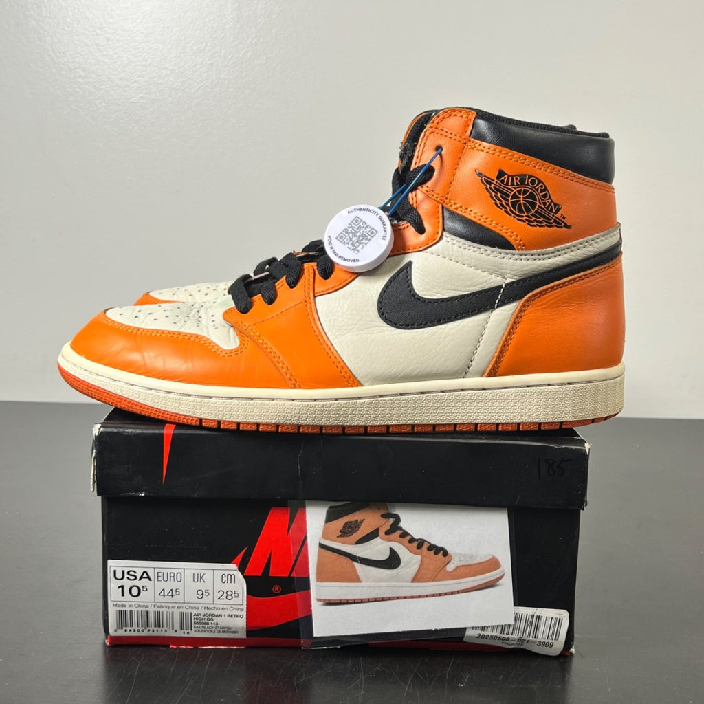 Jordan 1 Retro Reverse Shattered Backboard 10.5 (Moderately Worn Pre-Owned)JordanSail/Starfish-Black - Image 3