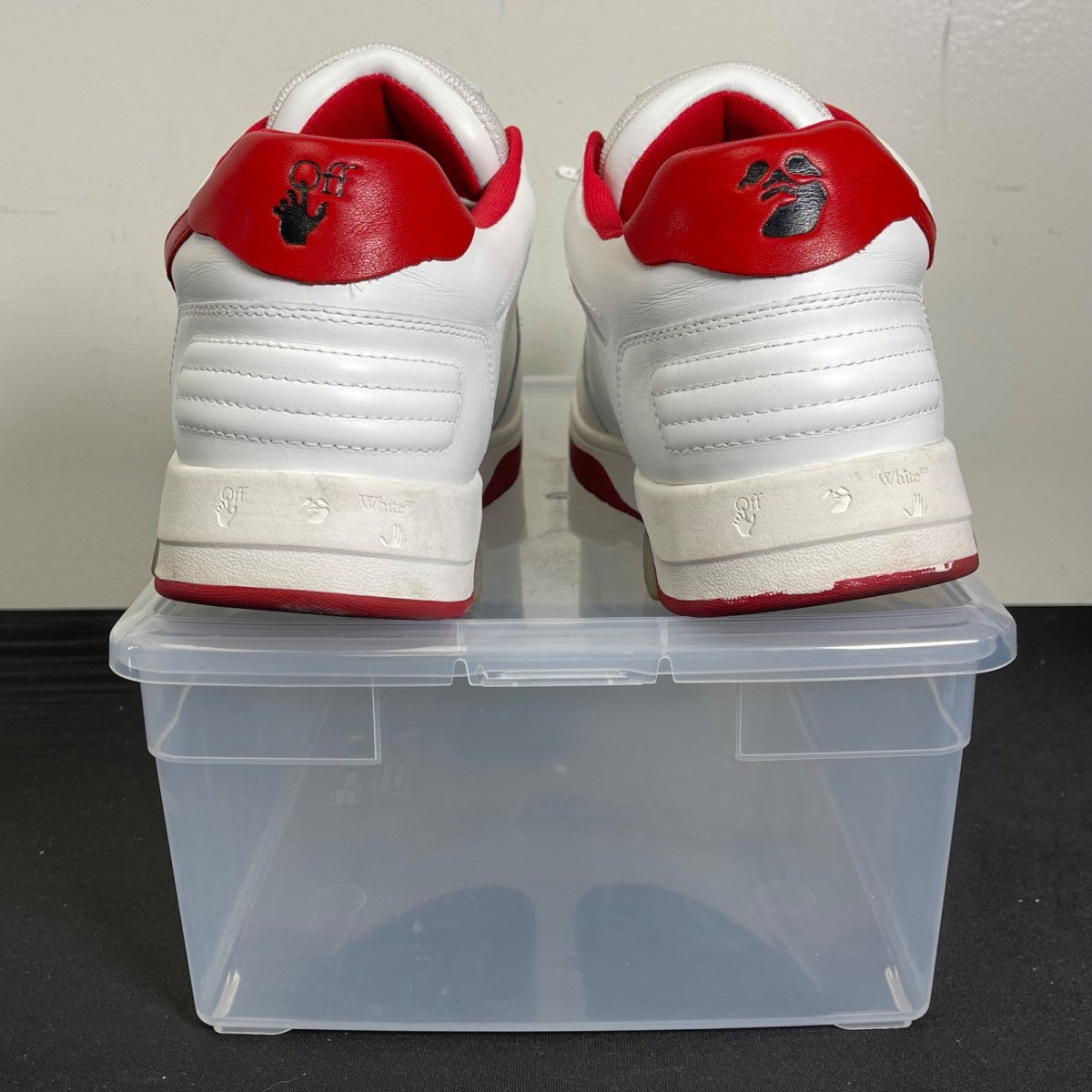 OFF-WHITE Out Of Office OOO Low Tops White Red White Tag 46 (Moderately Worn Pre-Owned)OFF-WHITEWhite/Red - Image 4