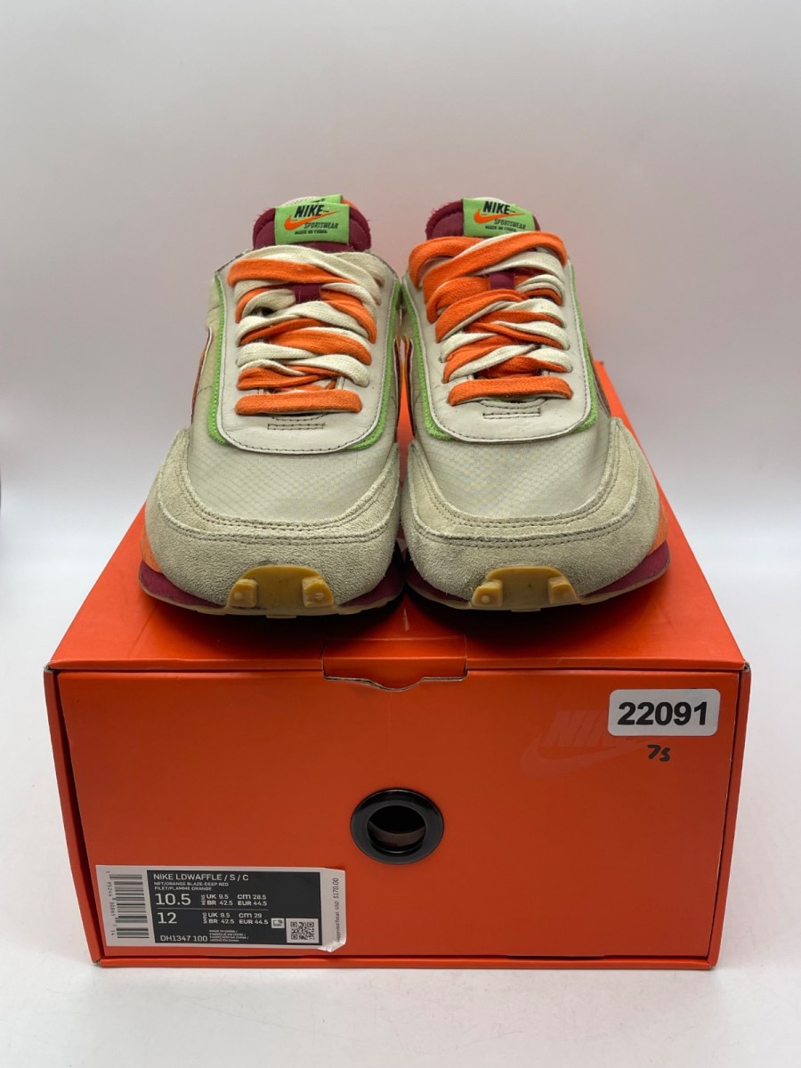Nike LD Waffle sacai CLOT Kiss of Death Net Orange Blaze 10.5 (Moderately Worn Pre-Owned)NikeNet/Orange Blaze-Deep Red-Green Bean - Image 2