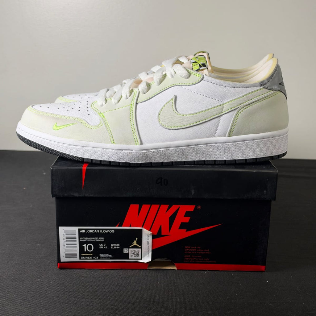 Jordan 1 Retro Low White Ghost Green Black (Size 10) - aux