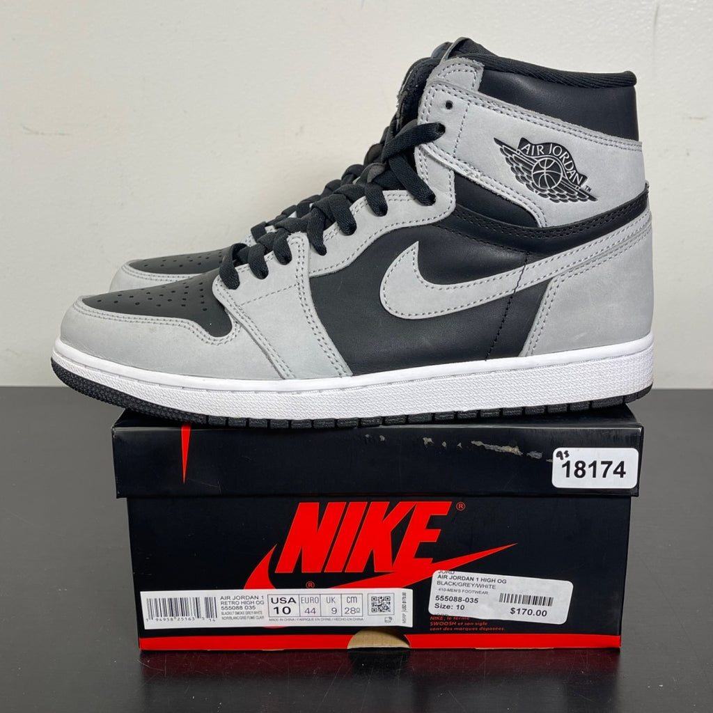 Jordan 1 Retro High Shadow 2.0 10 (Moderately Worn Pre-Owned)JordanBlack/White-Light Smoke Grey - Image 3