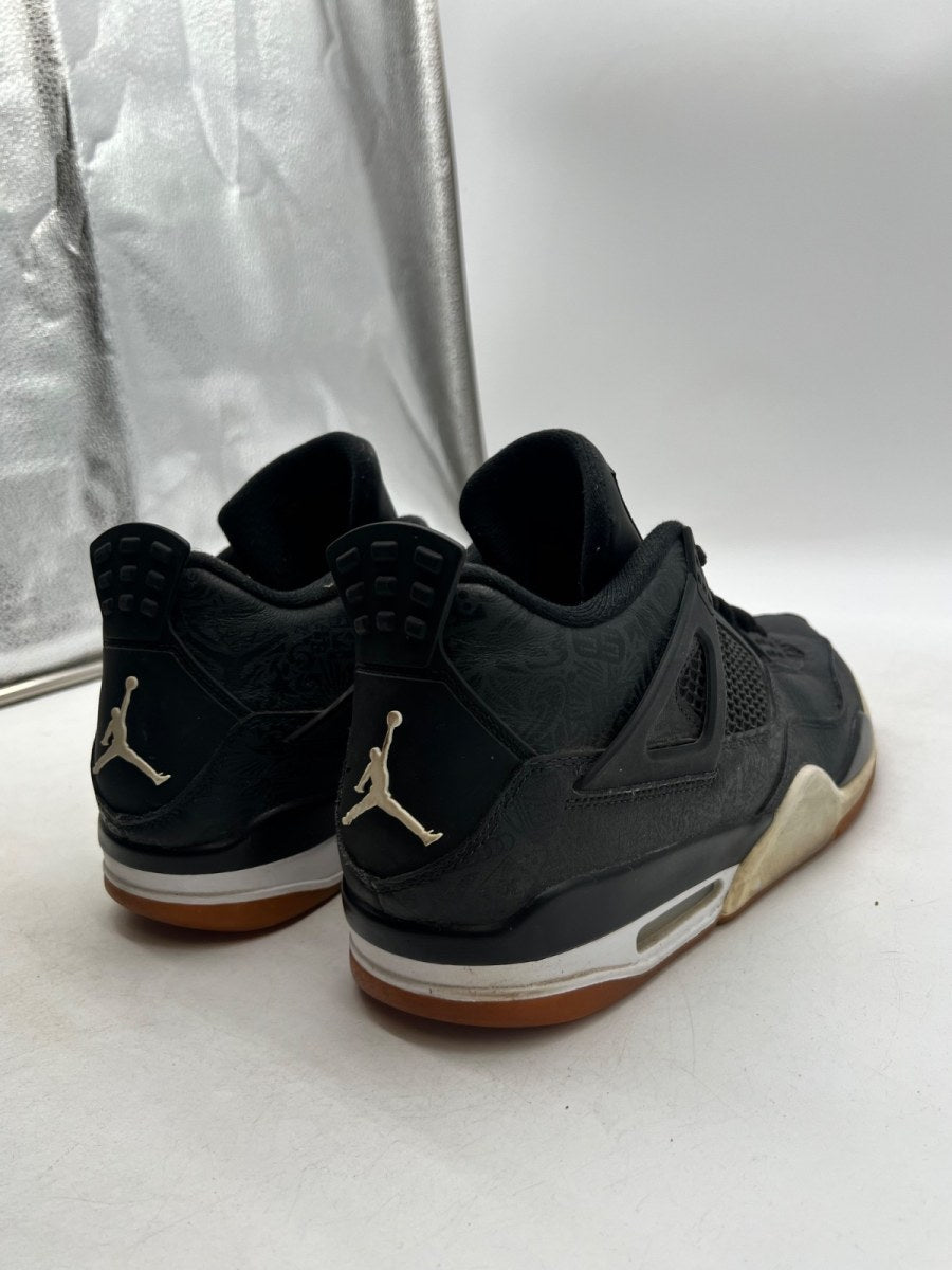 Jordan 4 Retro Laser Black Gum 13 (Heavily Worn Pre-Owned)JordanBlack/White-Gum Light Brown-University Red - Image 3