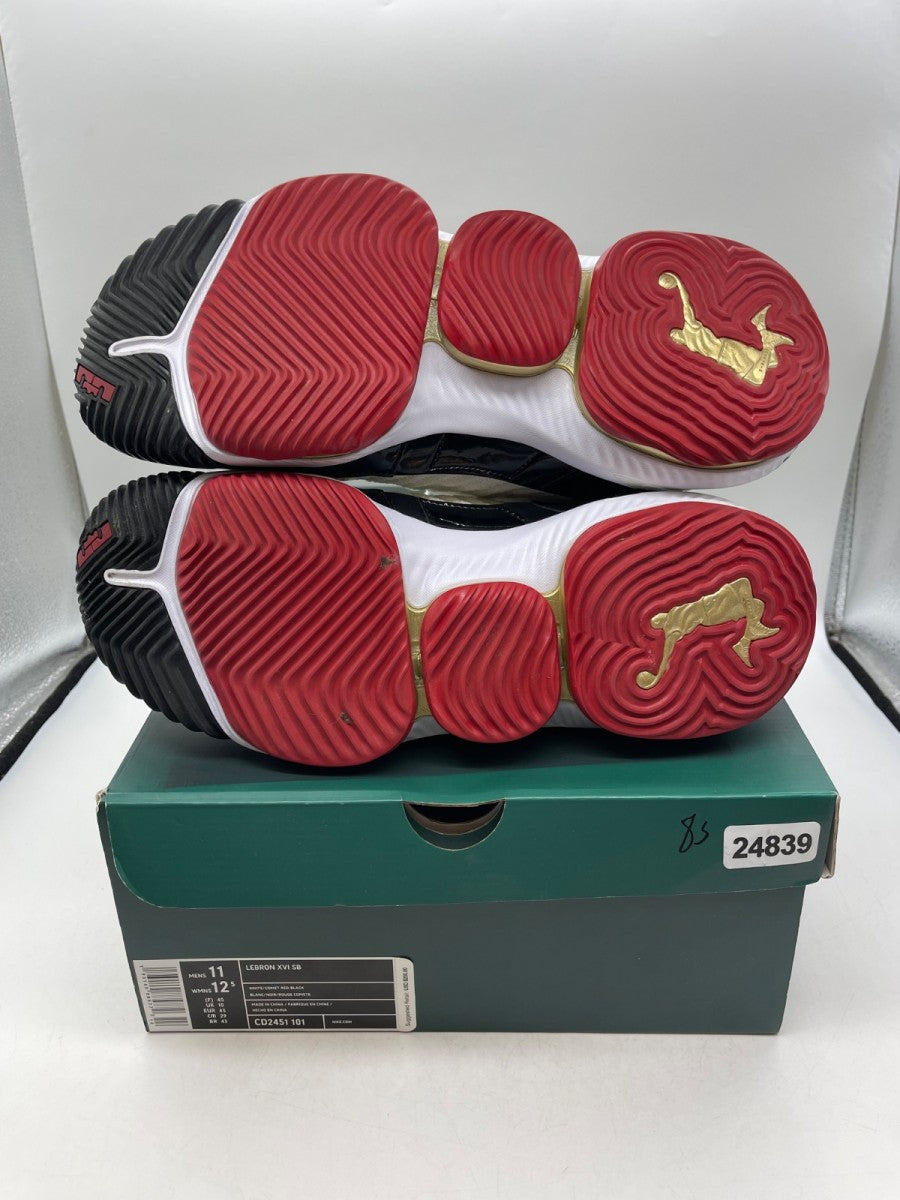 Nike LeBron 16 Remix 11 (Moderately Worn Pre-Owned)NikeWhite/Black-Metallic Gold-Varsity Crimson - Image 7