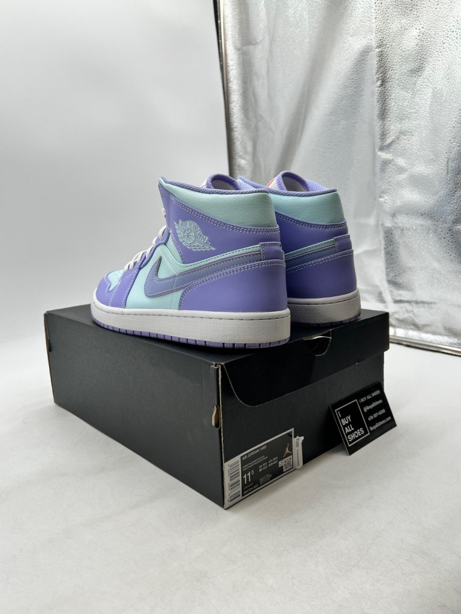 Jordan 1 Mid Purple Aqua 11.5 (Lightly Worn Pre-Owned) - Image 4