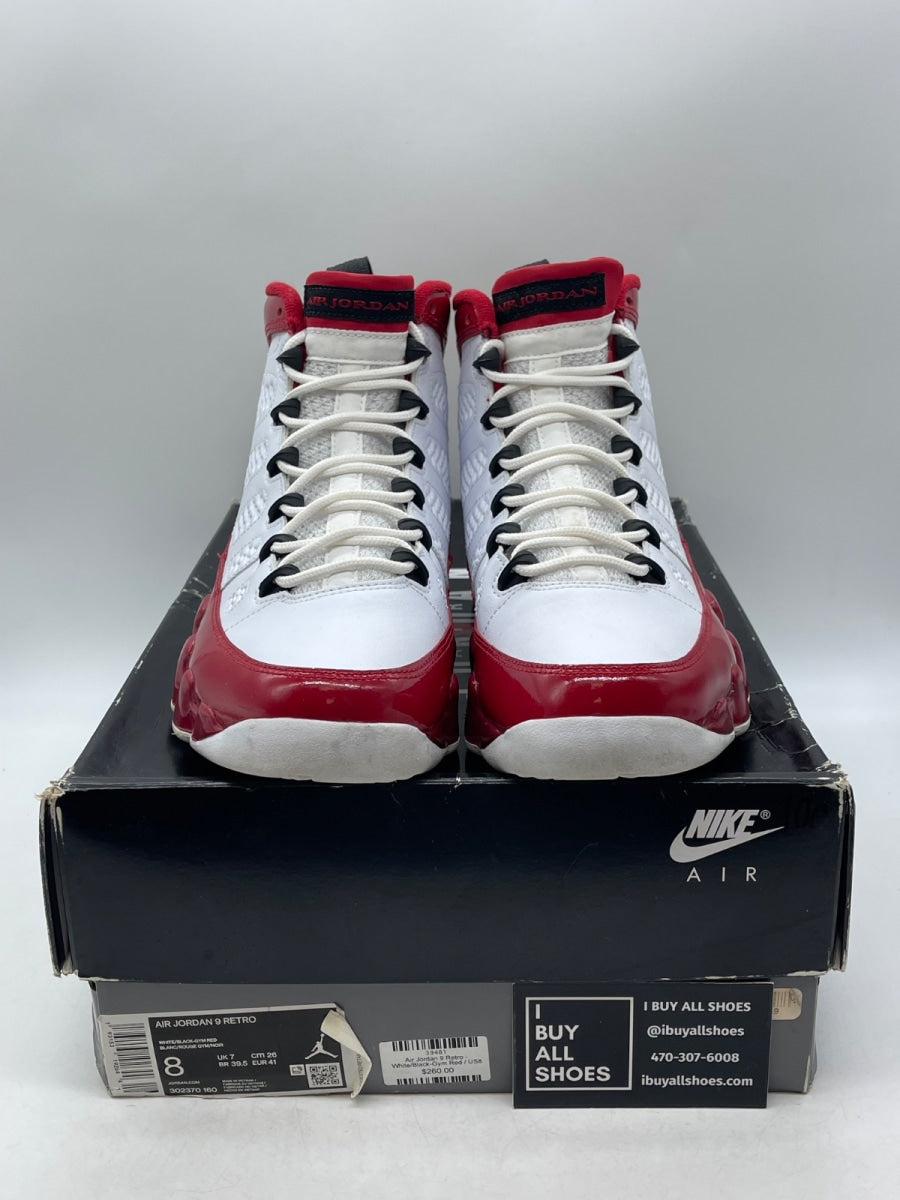 Jordan 9 Retro White Gym Red 8 (Moderately Worn Pre-Owned) - Image 2