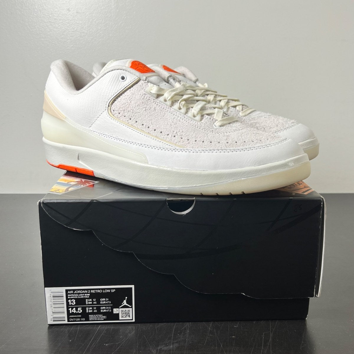 Jordan 2 Retro Low Shelflife 13 (Lightly Worn Pre-Owned)JordanWhite/Sail-Light Bone-Bright Mandarin - Image 1