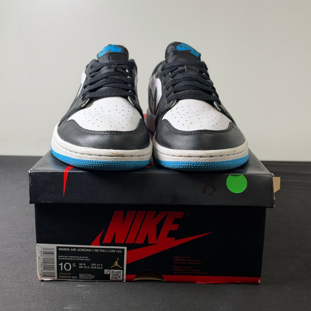Jordan 1 Retro Low OG Black Dark Powder Blue (Women's) (Size 10.5W) - Image 2