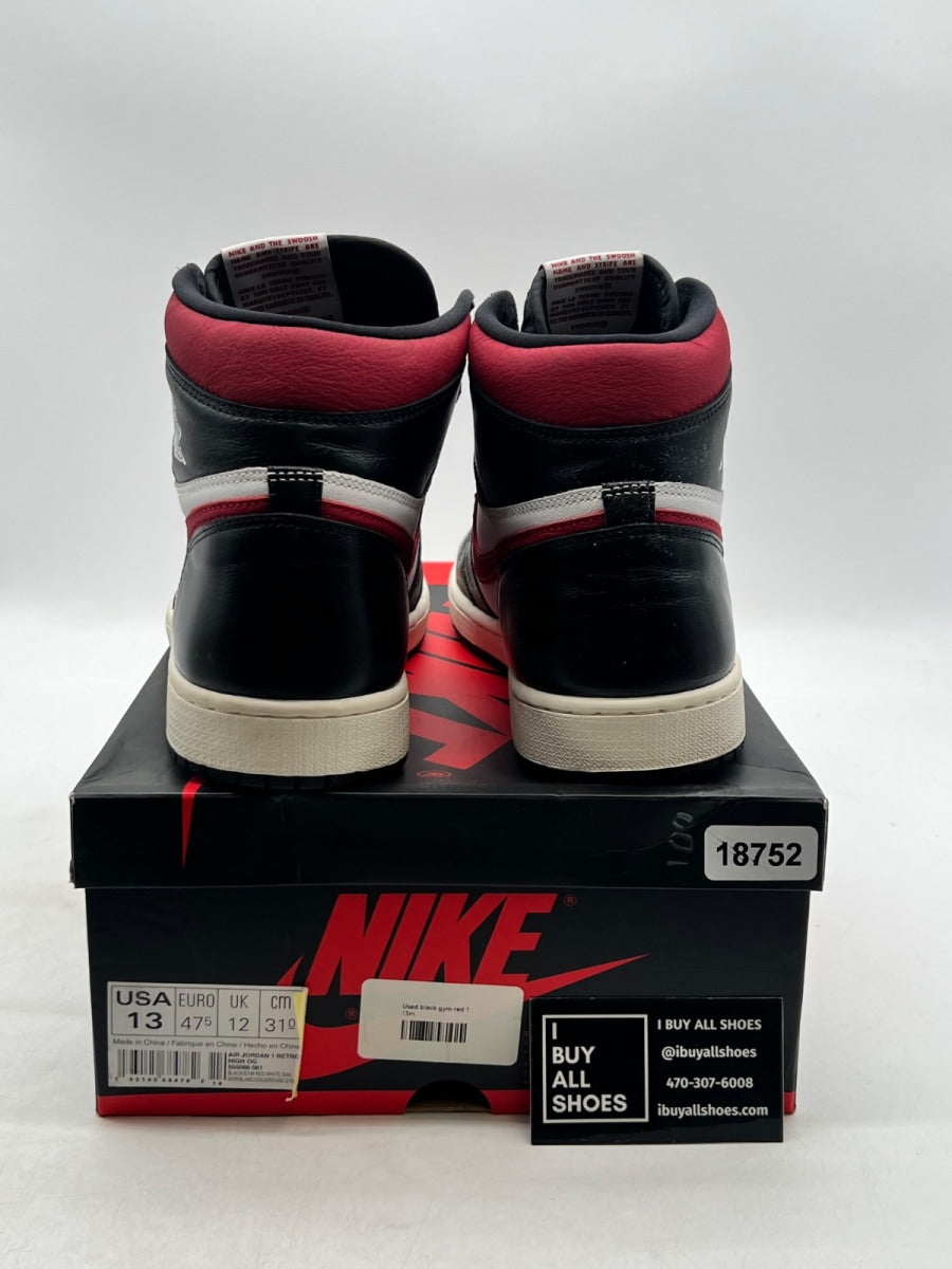 Jordan 1 Retro High Black Gym Red 13 (Lightly Worn Pre-Owned) - Image 3