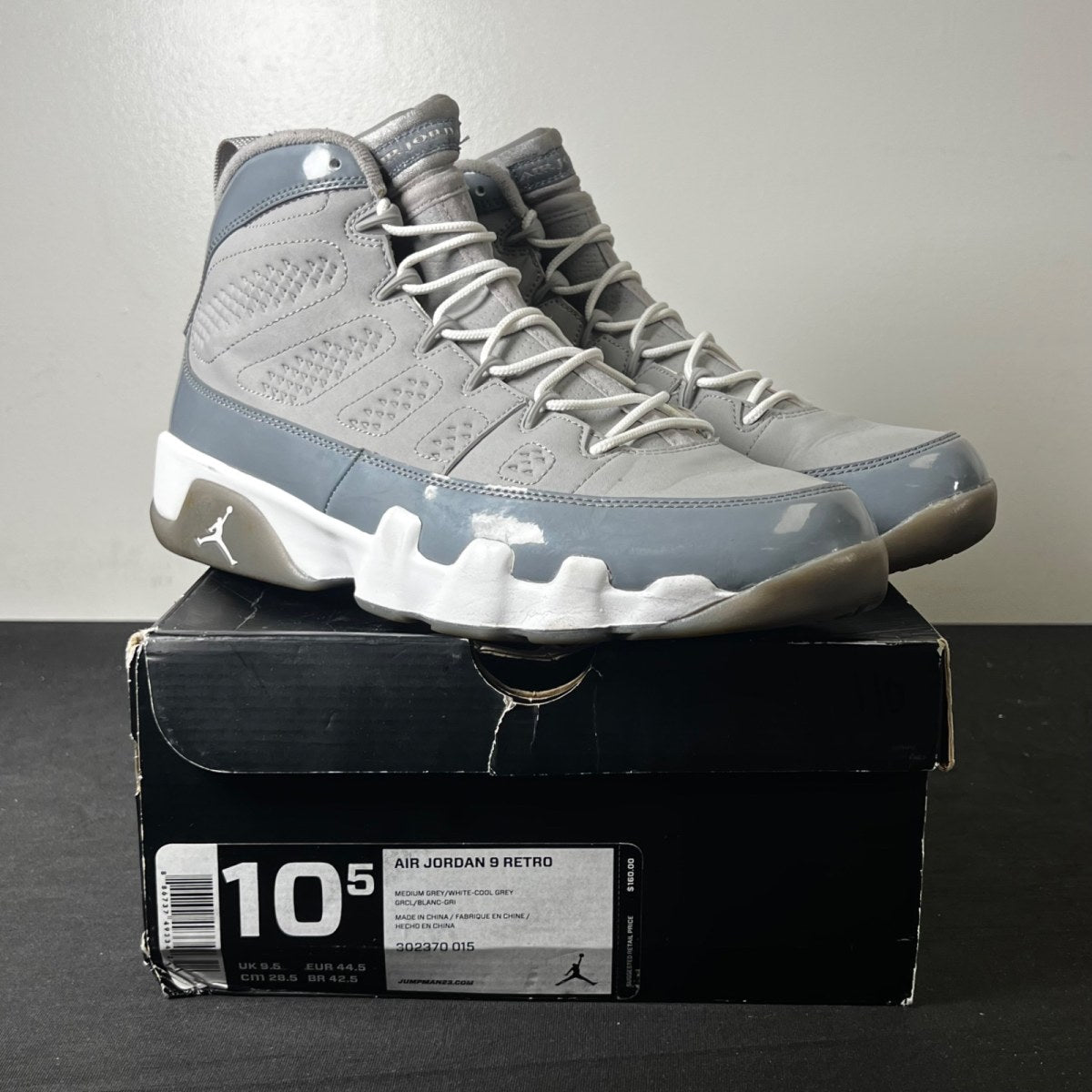 Jordan 9 Retro Cool Grey (2012) 10.5 (Moderately Worn Pre-Owned)JordanMedium Grey/White-Cool Grey - Image 1