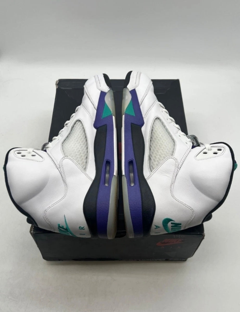 Jordan 5 Retro Grape (2025) 13 (Moderately Worn Pre-Owned)JordanWhite/Grape Ice-New Emerald - Image 7