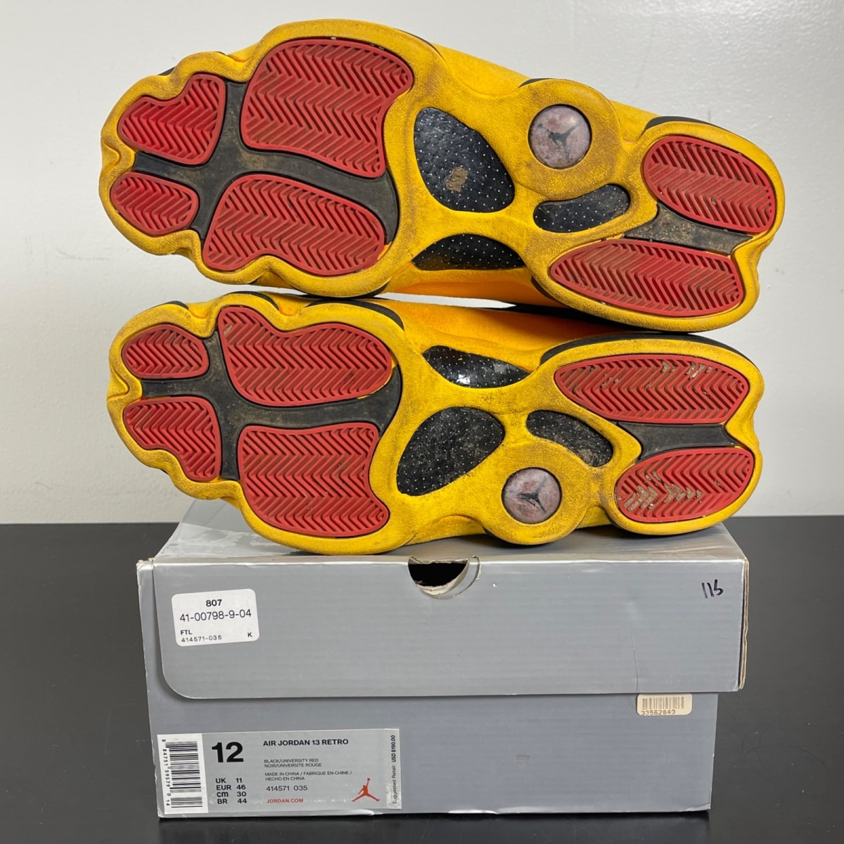 Jordan 13 Retro Carmelo Anthony Class Of 2002 (B-Grade) 12 (Moderately Worn Pre-Owned)JordanBlack/University Red-University Gold - Image 5