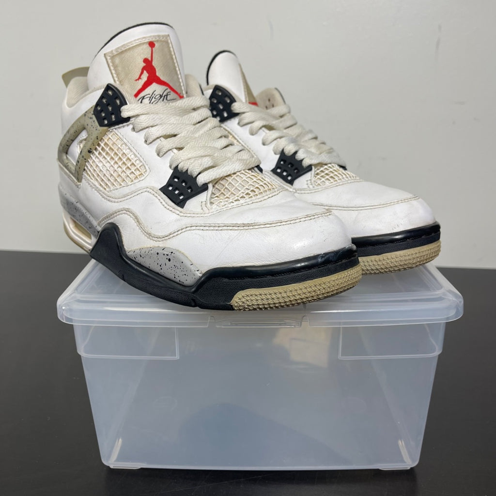 Jordan 4 Retro White Cement (2016) 8 (Heavily Worn Pre-Owned)JordanWhite/Fire Red-Black-Tech Grey - Image 1