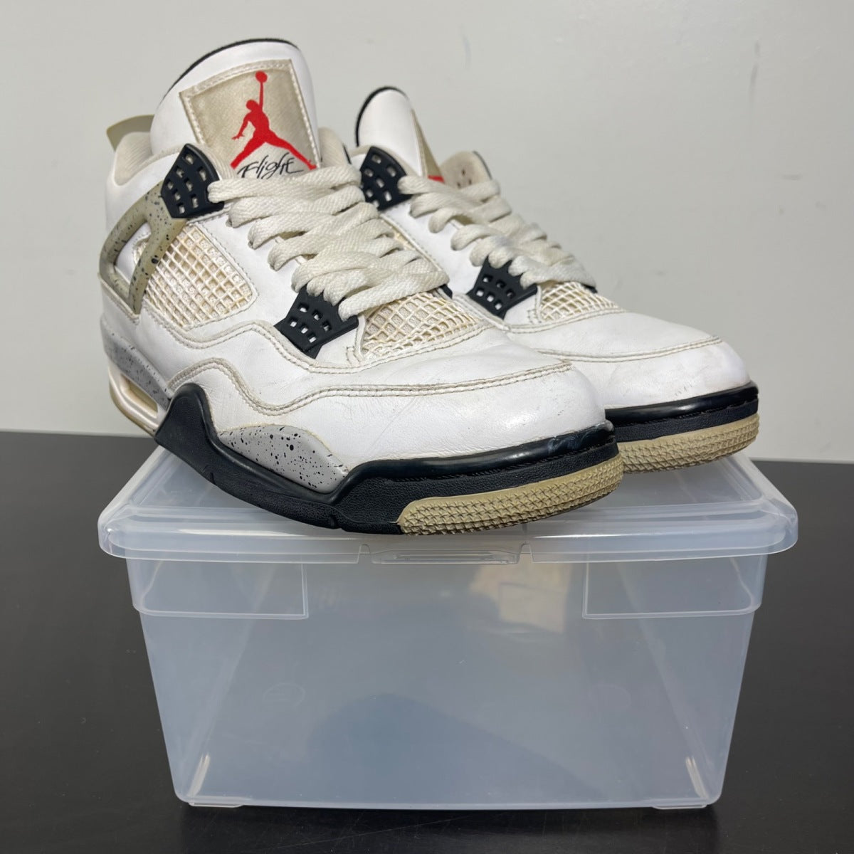 Jordan 4 Retro White Cement (2016) 8 (Heavily Worn Pre-Owned)JordanWhite/Fire Red-Black-Tech Grey - Image 1