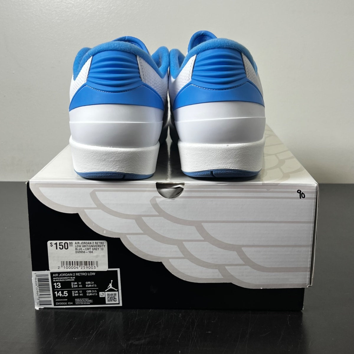 Jordan 2 Retro Low UNC 13 (Lightly Worn Pre-Owned)JordanWhite/University Blue-Cement Grey - Image 4