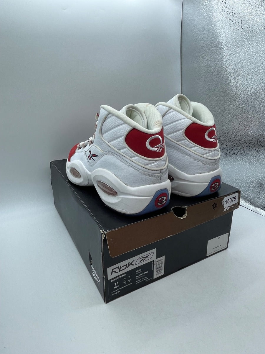 Reebok Question Mid Red Toe 25th Anniversary 11 (Moderately Worn Pre-Owned)ReebokWhite/White-Red - Image 4