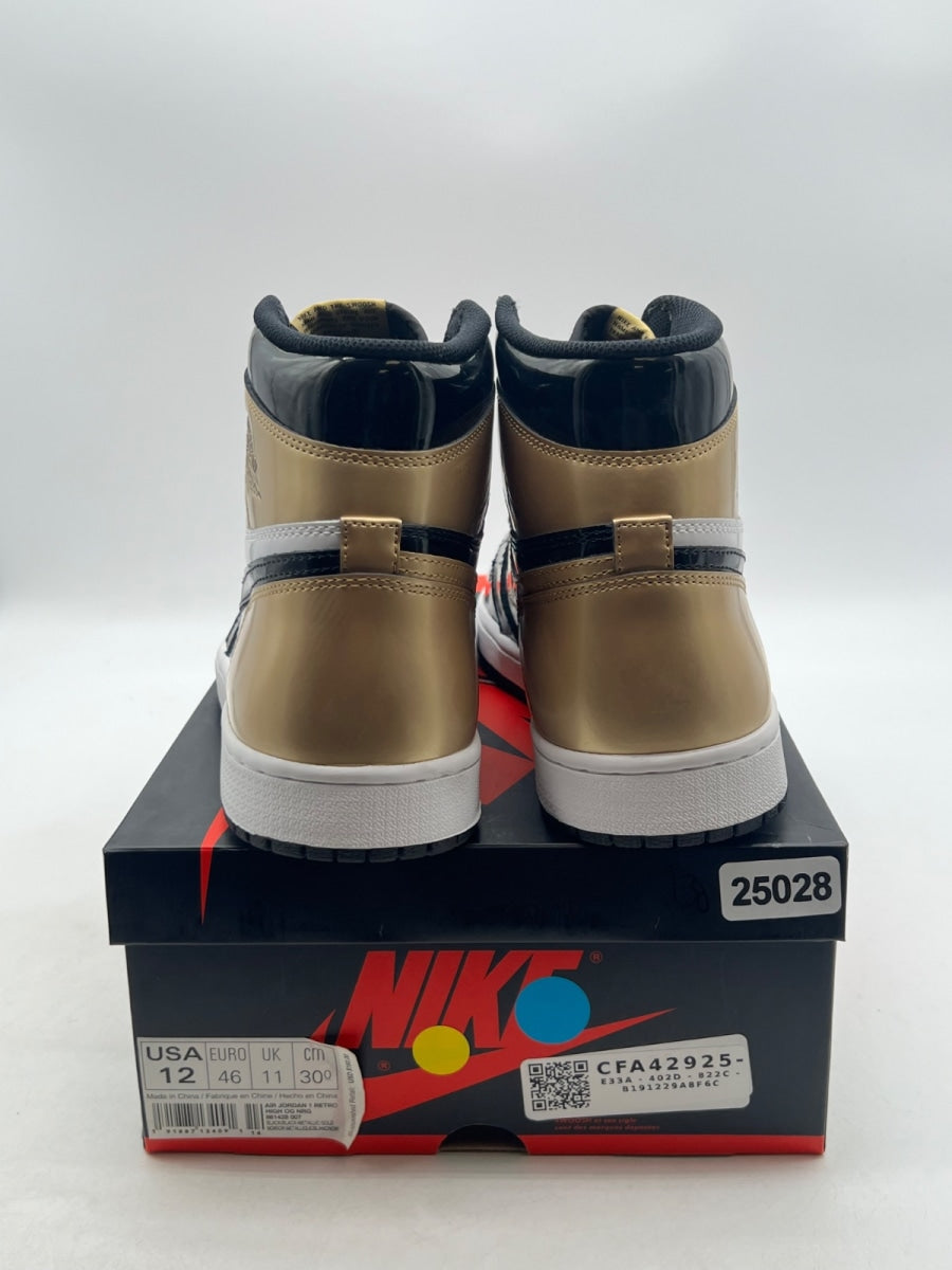 Jordan 1 Retro High NRG Patent Gold Toe 12 (Lightly Worn Pre-Owned)JordanBlack/Metallic Gold-Summit White - Image 3