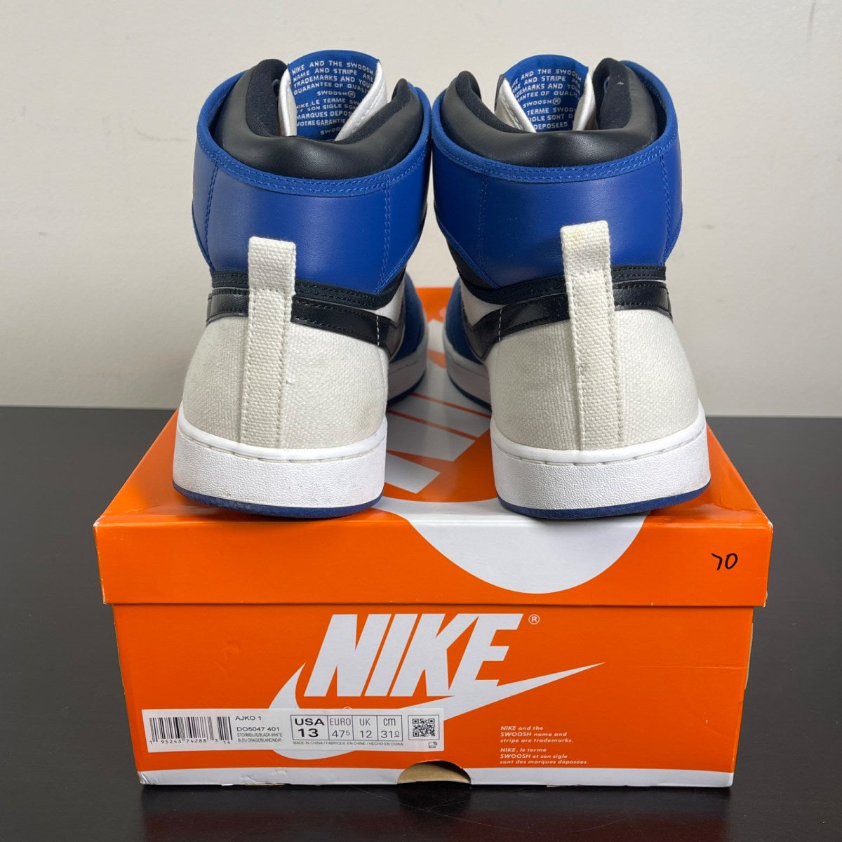 Jordan 1 Retro AJKO Storm Blue 13 (Moderately Worn Pre-Owned)JordanStorm Blue/White-Black - Image 4