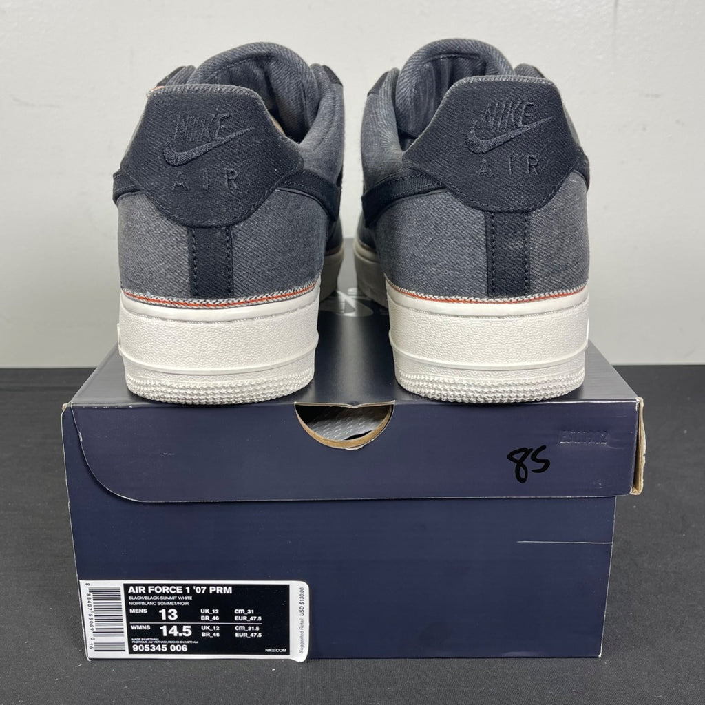 Nike Air Force 1 Low 3x1 Denim Black 13 (Moderately Worn Pre-Owned)NikeBlack/Black-Summit White - Image 4