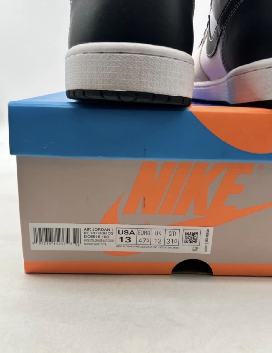 Jordan 1 Retro High OG Prototype 13 (Lightly Worn Pre-Owned)JordanWhite/Multi-Color-Total Orange - Image 6
