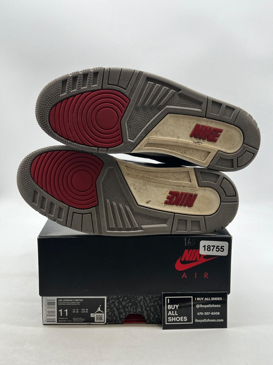 Jordan 3 Retro OG Black Cement (2024) 11 (Heavily Worn Pre-Owned) - Image 8