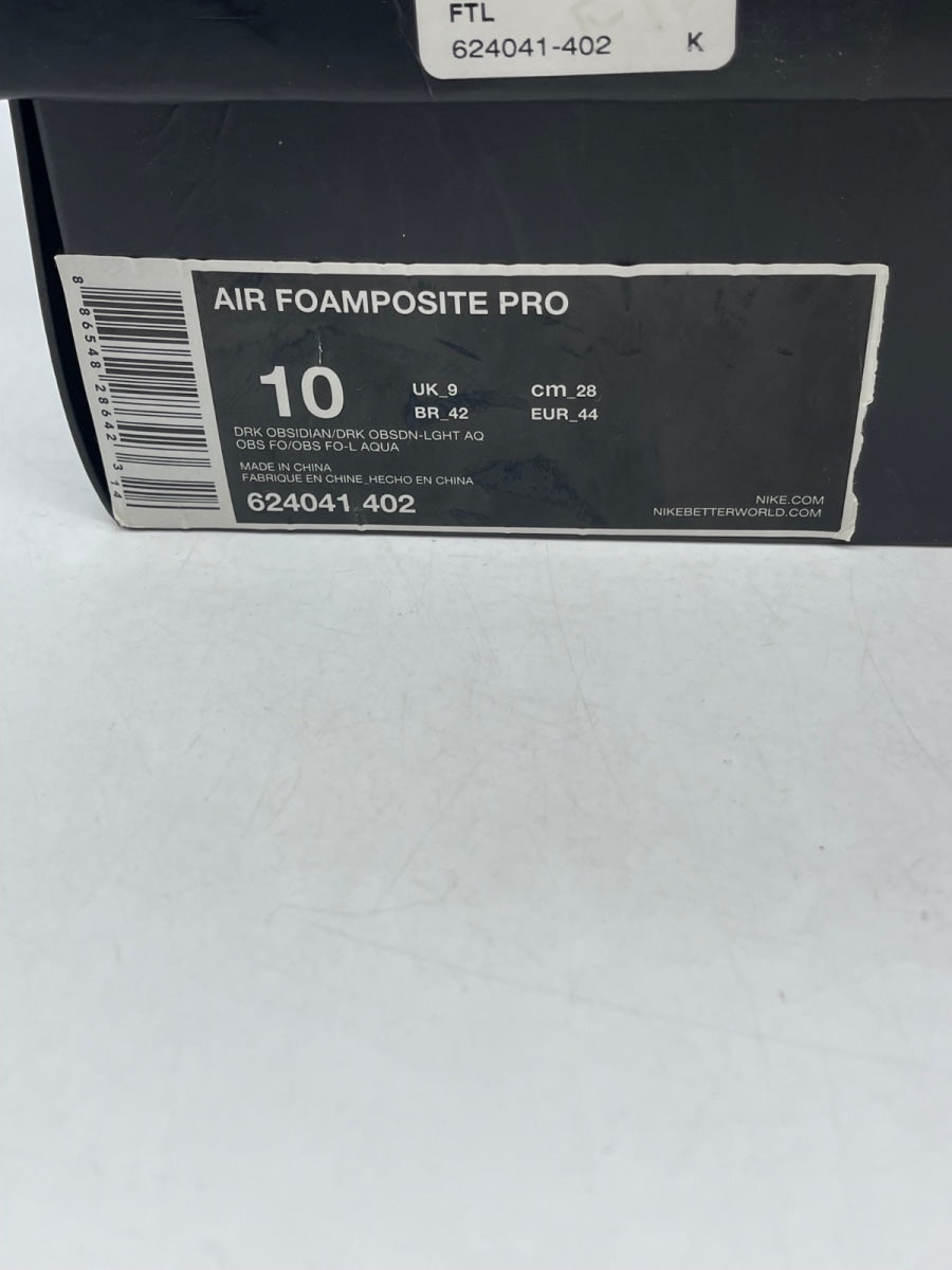 Nike Air Foamposite Pro Dark Obsidian 10 (Moderately Worn Pre-Owned)NikeDark Obsidian/Dark Obsidian-Blue Aquamarine - Image 9