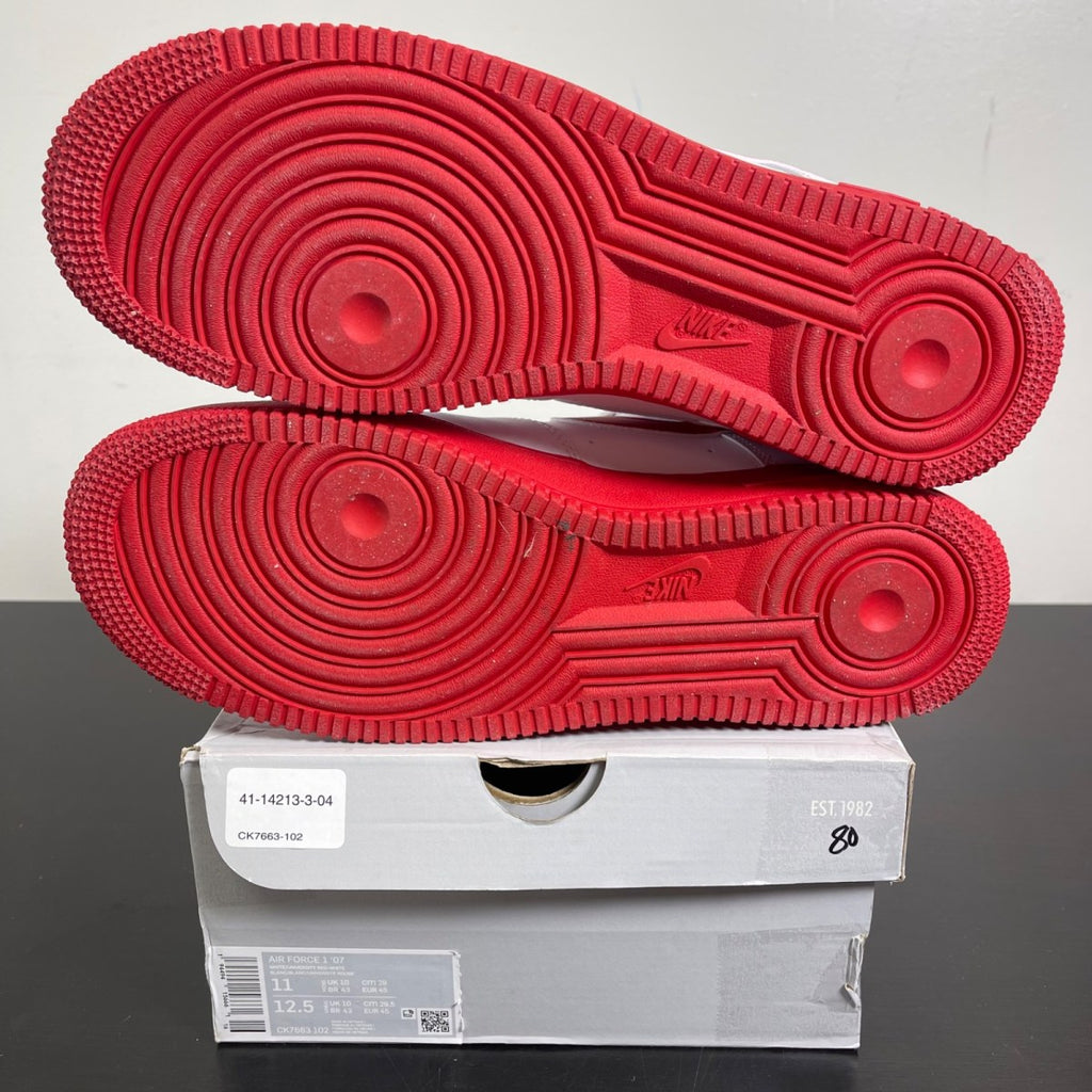 Nike Air Force 1 Low White Red Midsole 11 (Moderately Worn Pre-Owned)NikeWhite/University Red-White - Image 5