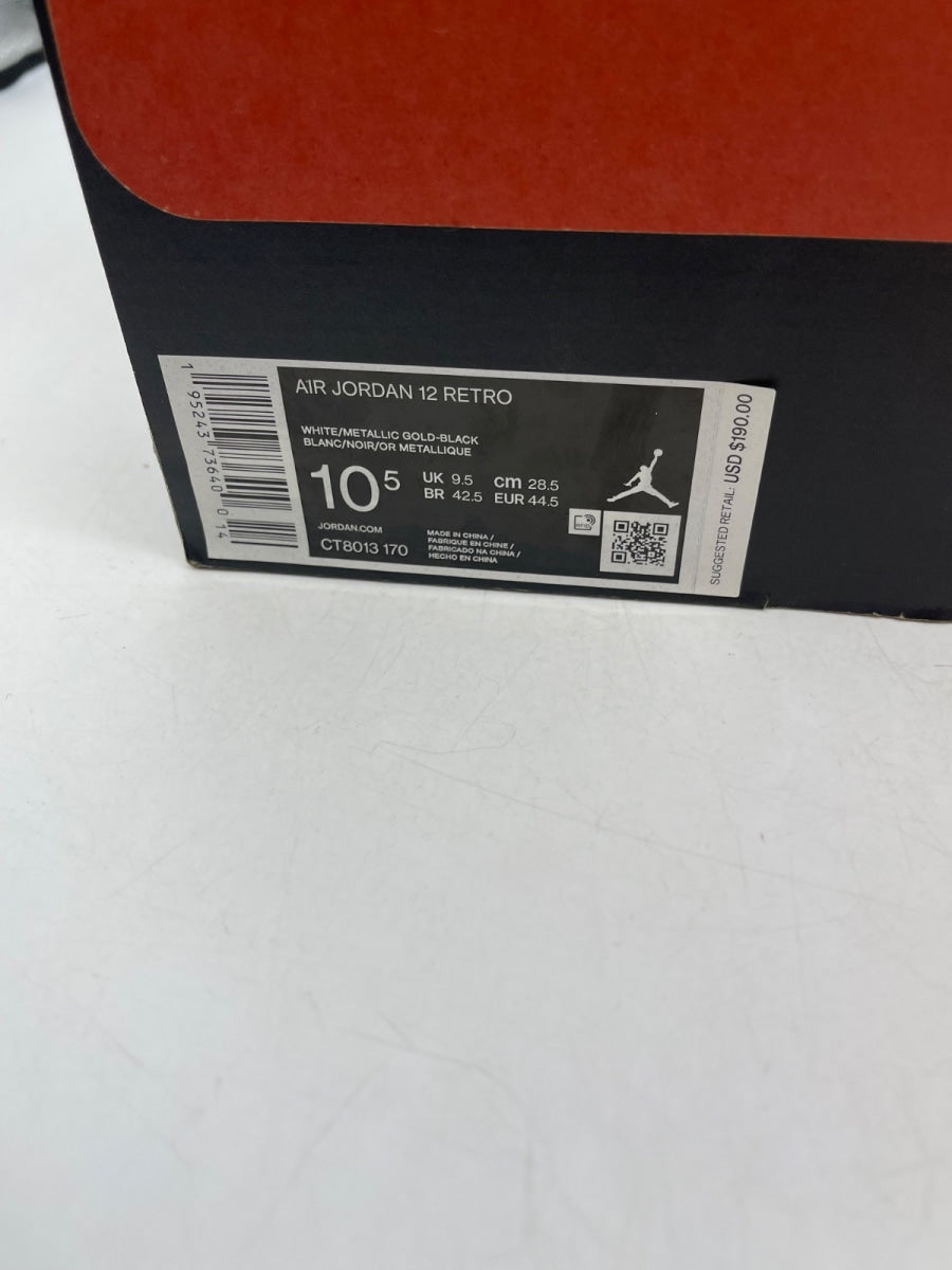 Jordan 12 Retro Royalty Taxi 10.5 (Moderately Worn Pre-Owned)JordanWhite/Black-Metallic Gold - Image 9