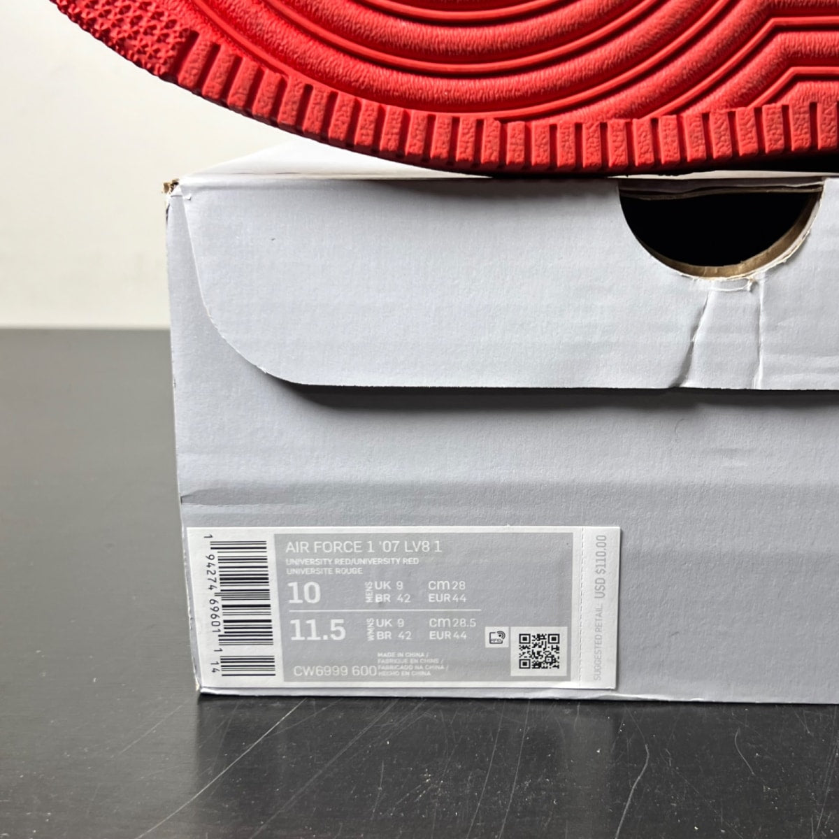 Nike Air Force 1 Low Triple Red 10 (Lightly Worn Pre-Owned)NikeUniversity Red/University Red - Image 6