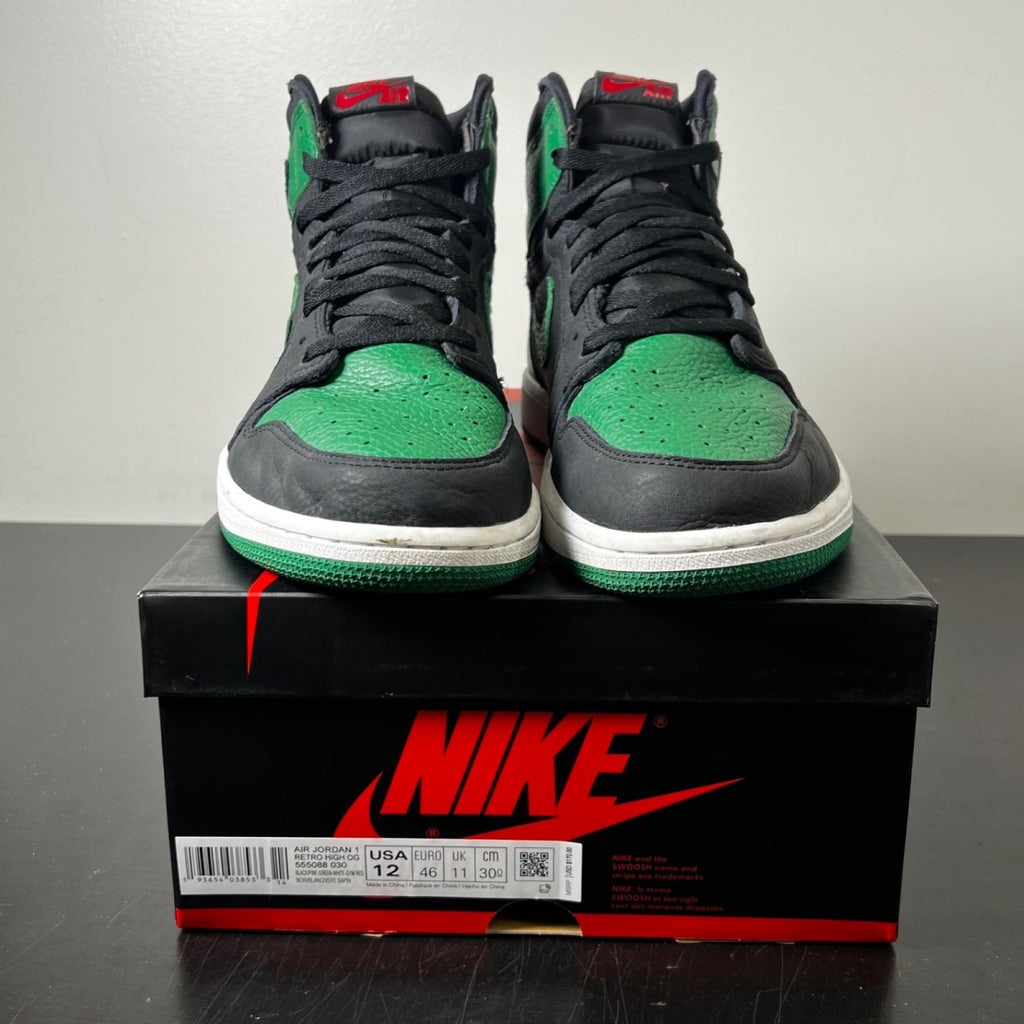 Jordan 1 Retro High Pine Green Black 12 (Moderately Worn Pre-Owned)JordanBlack/Pine Green-White-Gym Red - Image 2