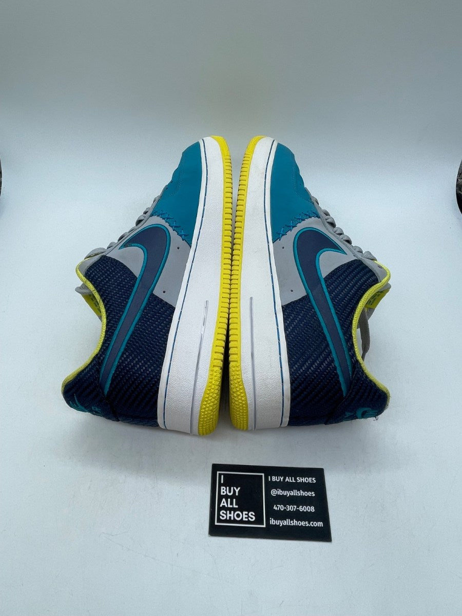 Nike Air Force 1 Low Wolf Grey Midnight Navy Tropical Teal 12 (Moderately Worn Pre-Owned) - Image 6