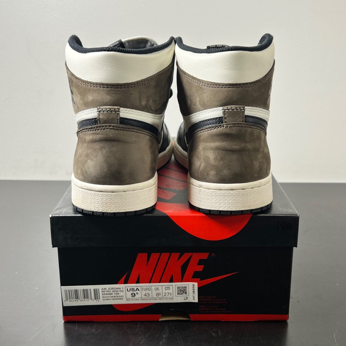 Jordan 1 Retro High Dark Mocha 9.5 (Lightly Worn Pre-Owned)JordanSail/Dark Mocha-Black-Black - Image 4