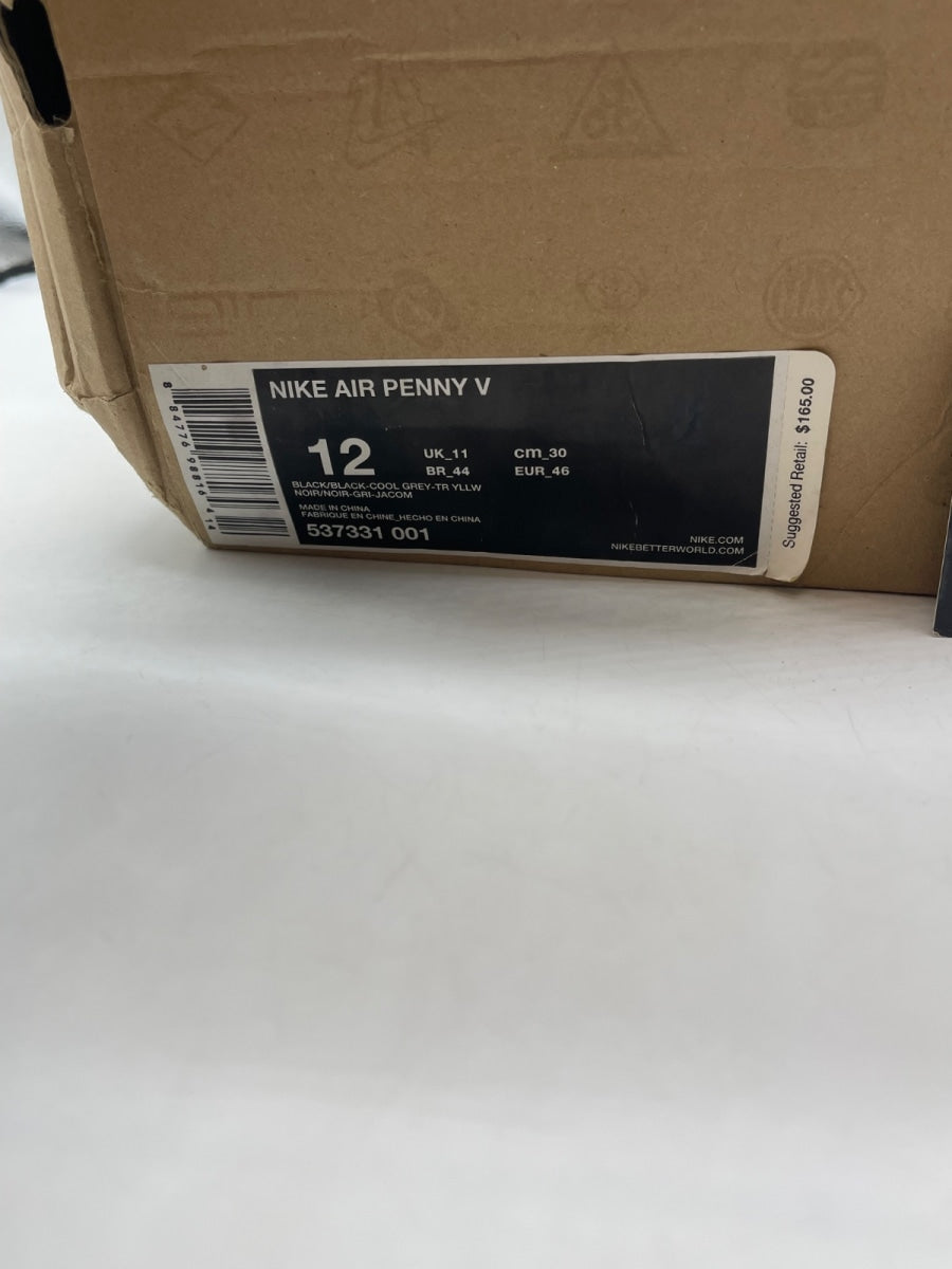 Nike Air Penny 5 'Black Grey Tour Yellow' 12 (Moderately Worn Pre-Owned) - Image 9