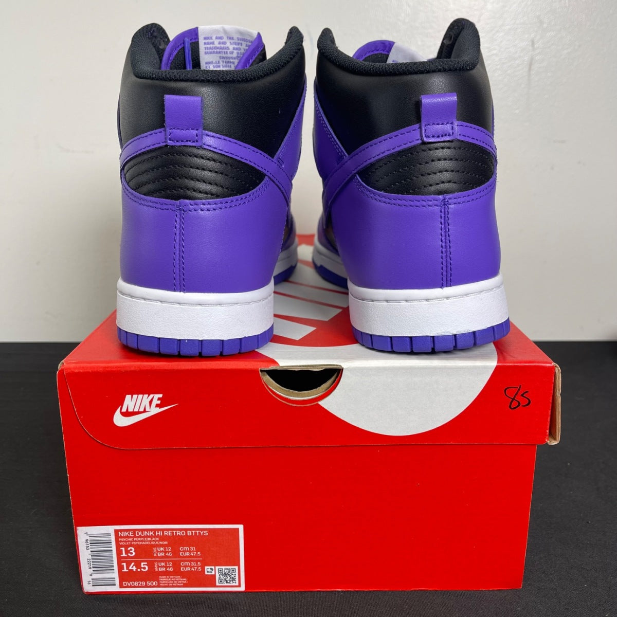Nike Dunk High Retro BTTYS TCU 13 (Moderately Worn Pre-Owned)NikePsychic Purple/Black/Psychic Purple/White - Image 4