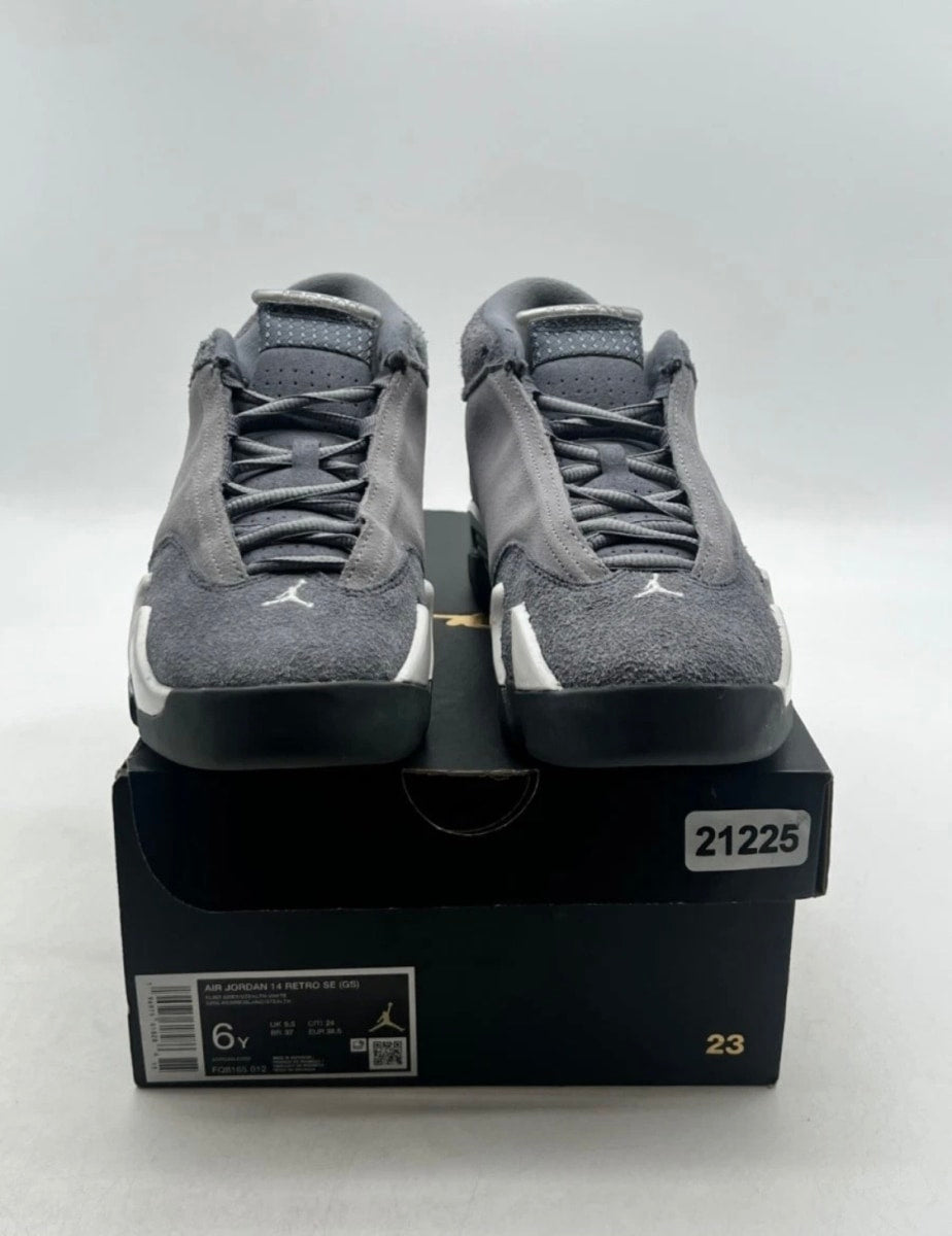 Jordan 14 Retro Flint Grey (GS) 6Y (Moderately Worn Pre-Owned)JordanFlint Grey/Stealth Grey/White - Image 2