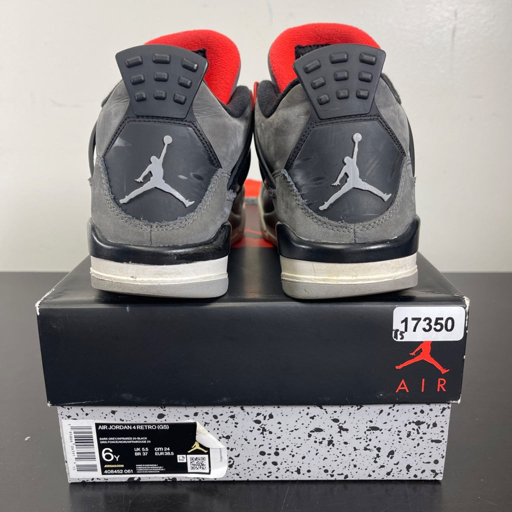 Jordan 4 Retro Infrared (GS) 6Y (Moderately Worn Pre-Owned)JordanDark Grey/Infrared 23-Black-Cement Grey - Image 4