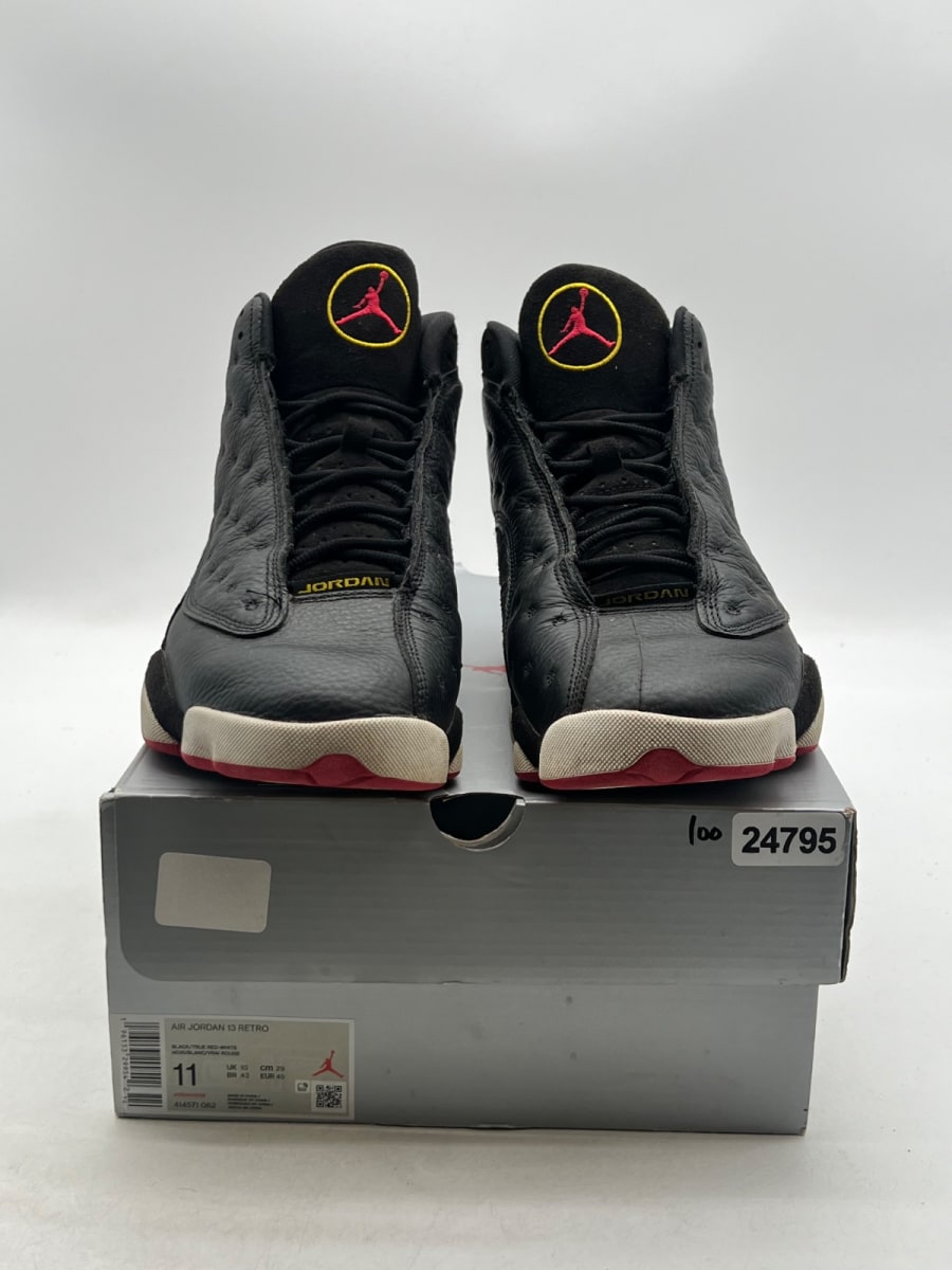 Jordan 13 Retro Playoffs (2023) 11 (Heavily Worn Pre-Owned)JordanBlack/Varsity Red-White-Vibrant Yellow - Image 2